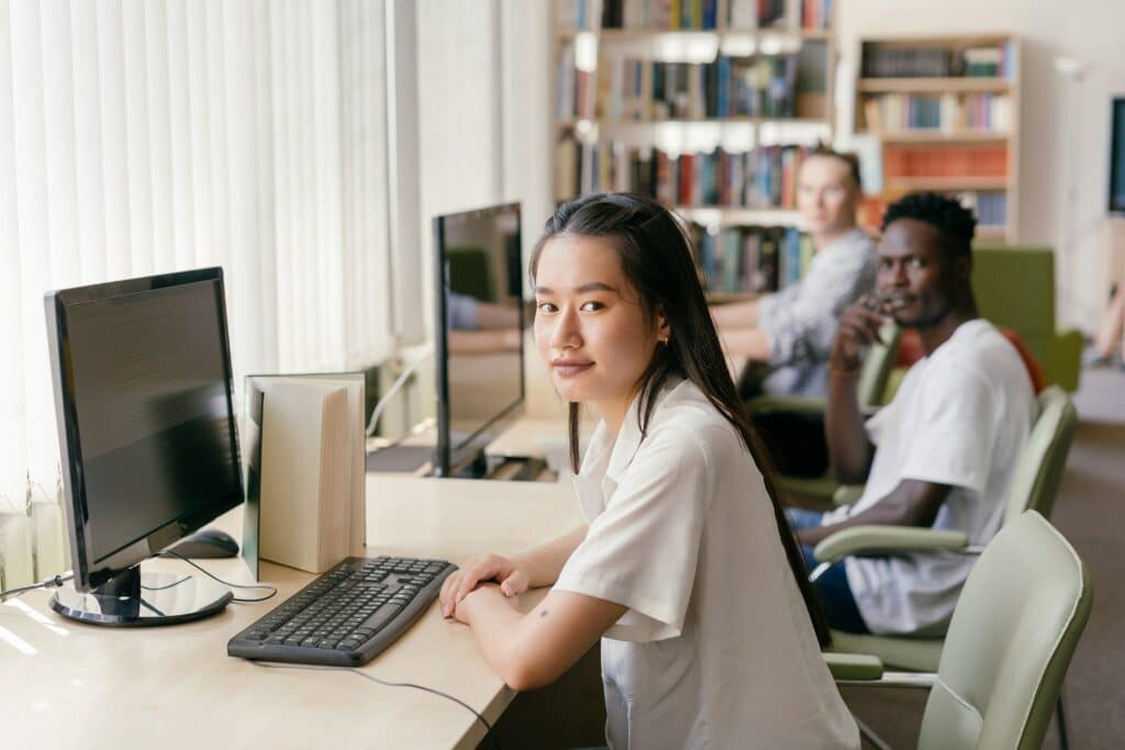 Students in front of computers