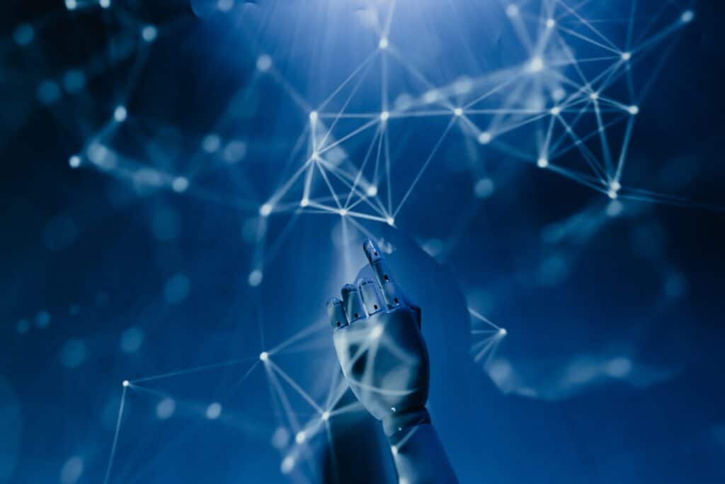 AI hand with nodes
